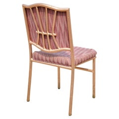 Retro Shelby Williams Faux Bamboo Pink Rose Gold Upholstered Banquet Dining Chairs