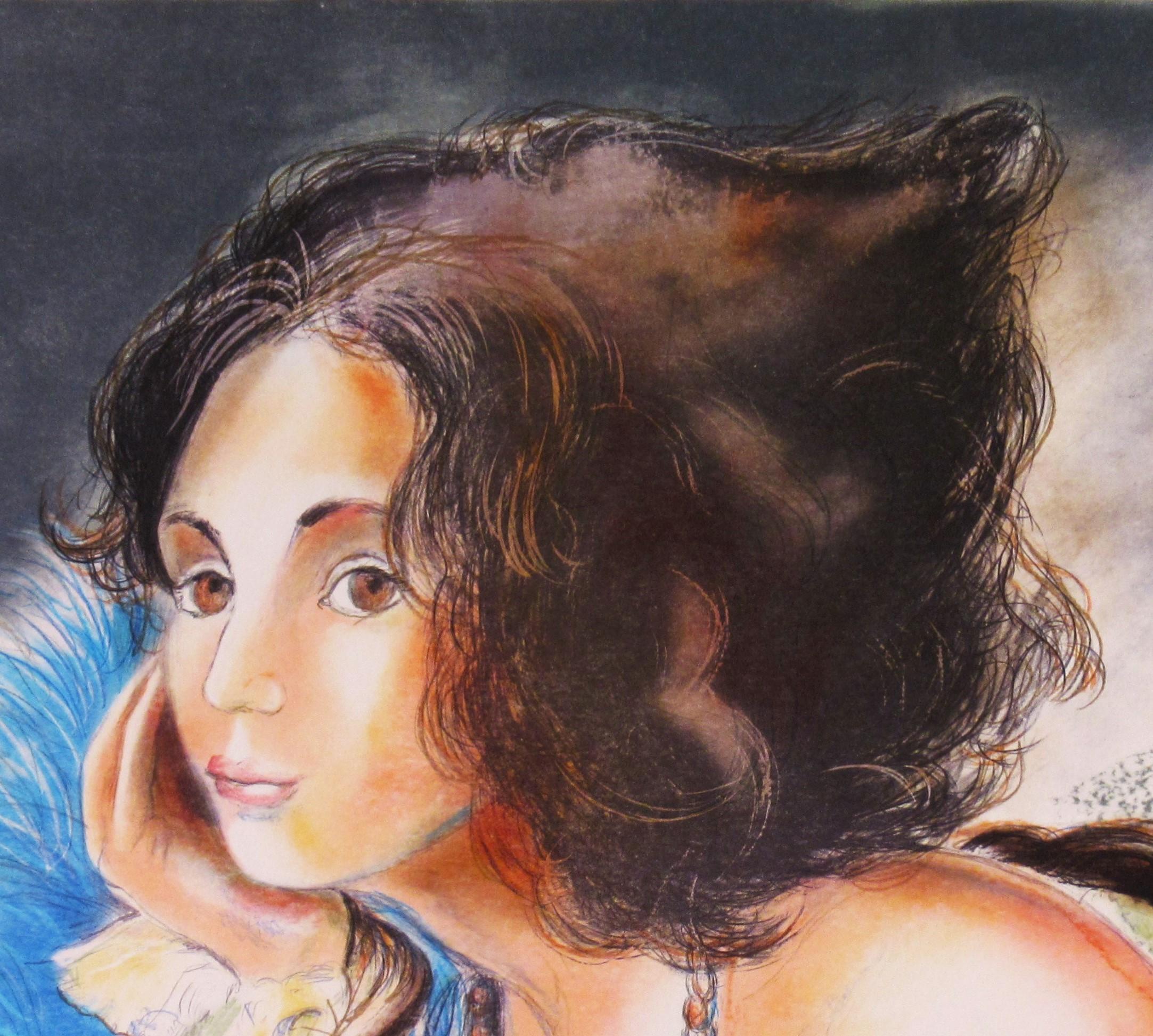 Nachdenkliche Frau (Amerikanischer Realismus), Print, von Sheldon C. Schoneberg