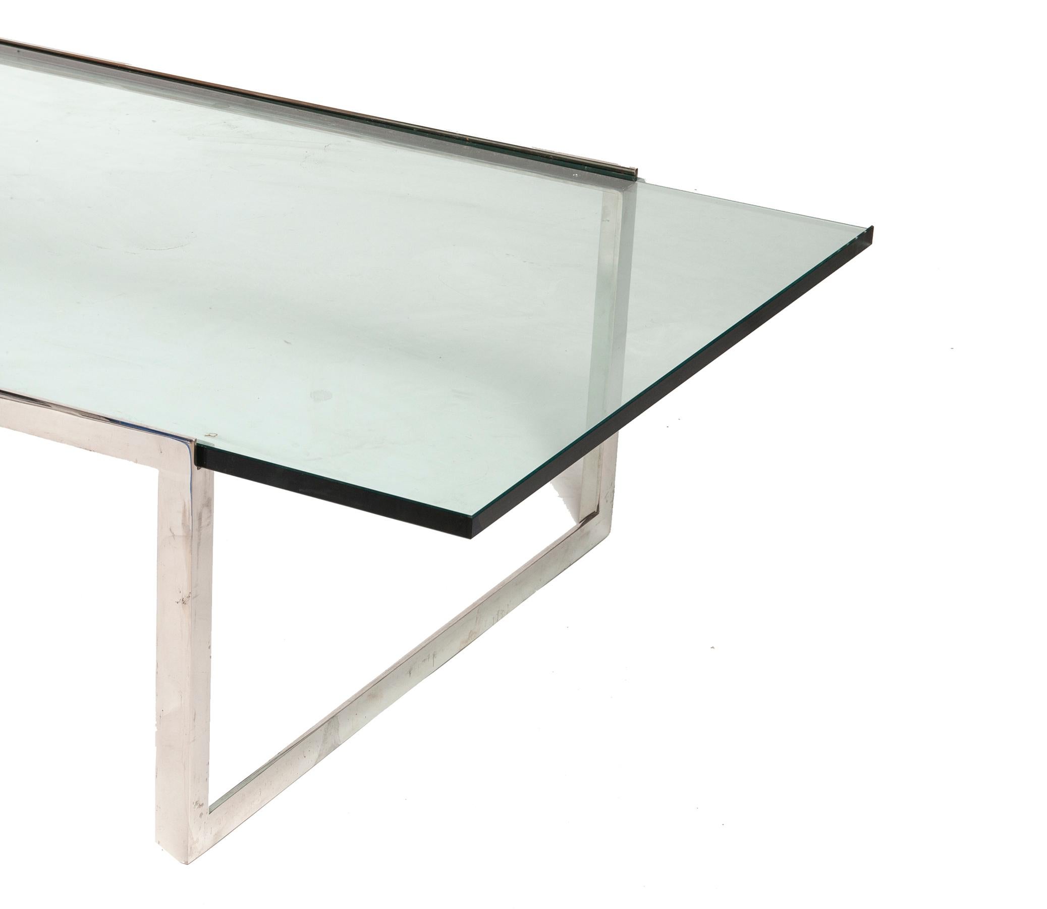 Sheldon Mindel SM Glass Metal Coffee Table for Knoll In Good Condition In Plymouth, MA