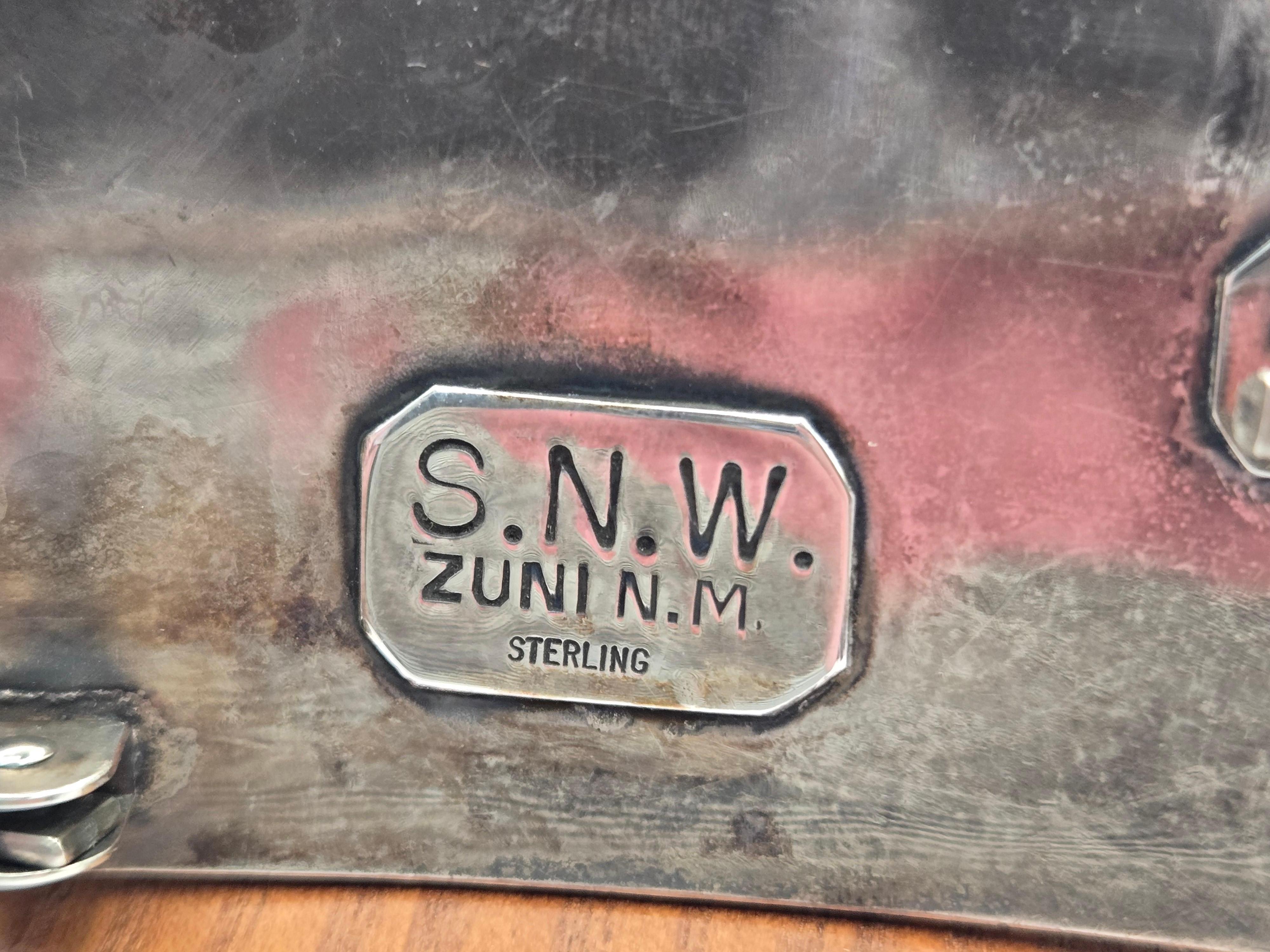 Fibbia da cintura Sheldon & Nancy Zuni New Mexico in argento, onice e turchese in vendita 2