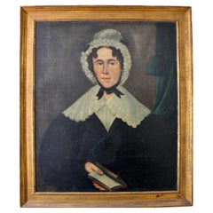 Sheldon Peck (Attribué) "Portrait d'une femme avec un livre".