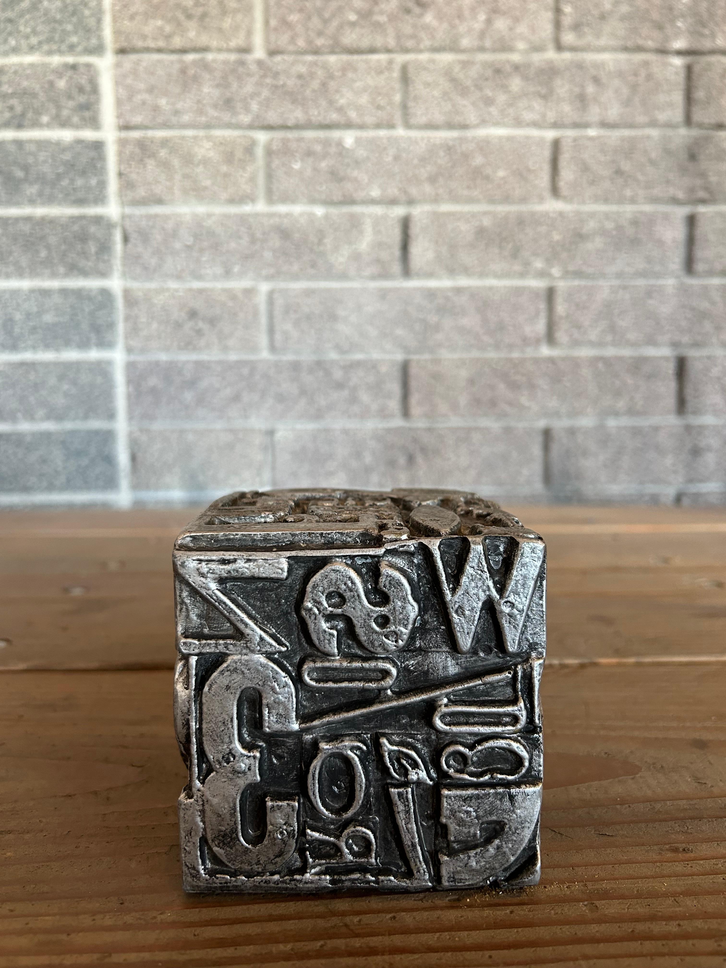 Late 20th Century Text Cube Sculpture Sheldon Rose, 1970's For Sale
