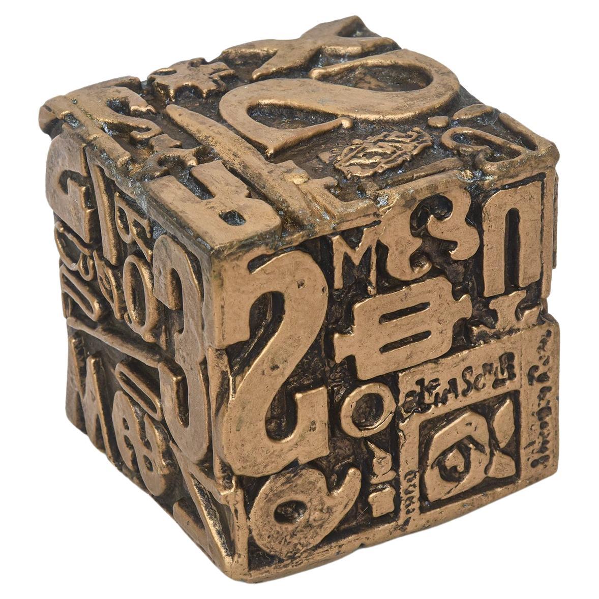 Vintage Sheldon Rose Alpha Typographic Cube Sculpture Mixed Media For Sale