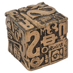 Sheldon Rose Vintage Alpha Typographic Cube Sculpture Mixed Media