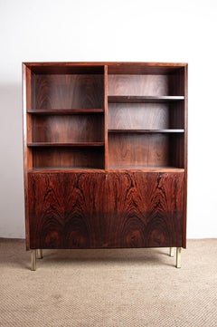 Shelf and bar unit, Danish, in rosewood and brass, by Erik Brouer 1960.