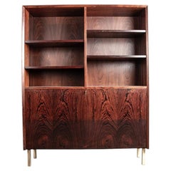 Shelf and bar unit, Danish, in rosewood and brass, by Erik Brouer 1960.