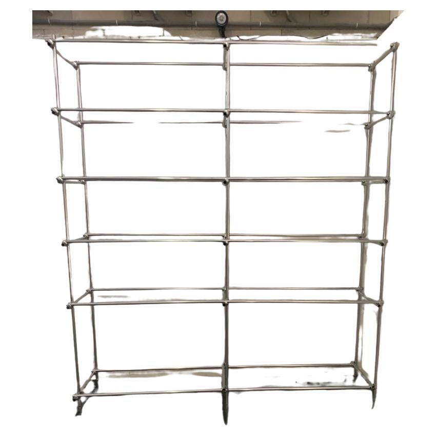 Shelf in Tubular Chrome with Metal Clamps from S.B.E., 1960s For Sale