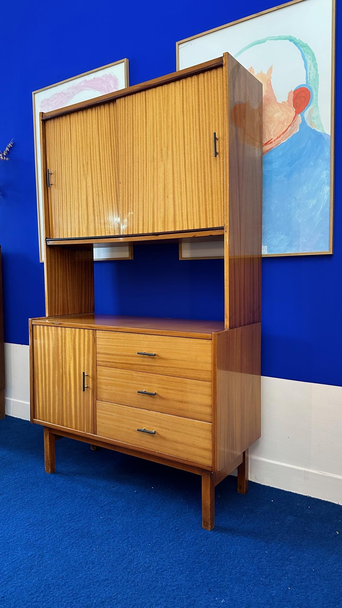 Mid-Century Modern Shelf Storage Furniture from the 60s in Wood Vintage Sideboard For Sale