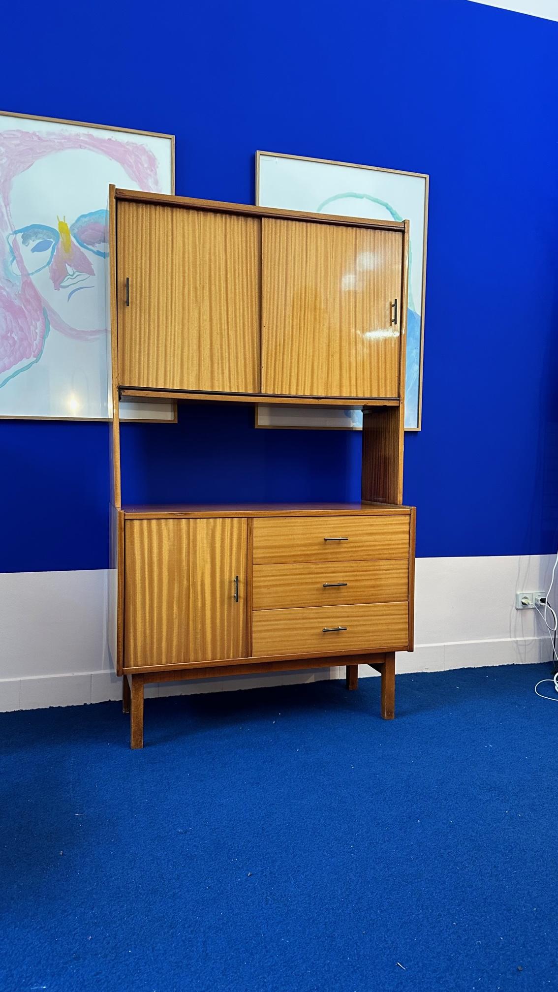 Polish Shelf Storage Furniture from the 60s in Wood Vintage Sideboard For Sale