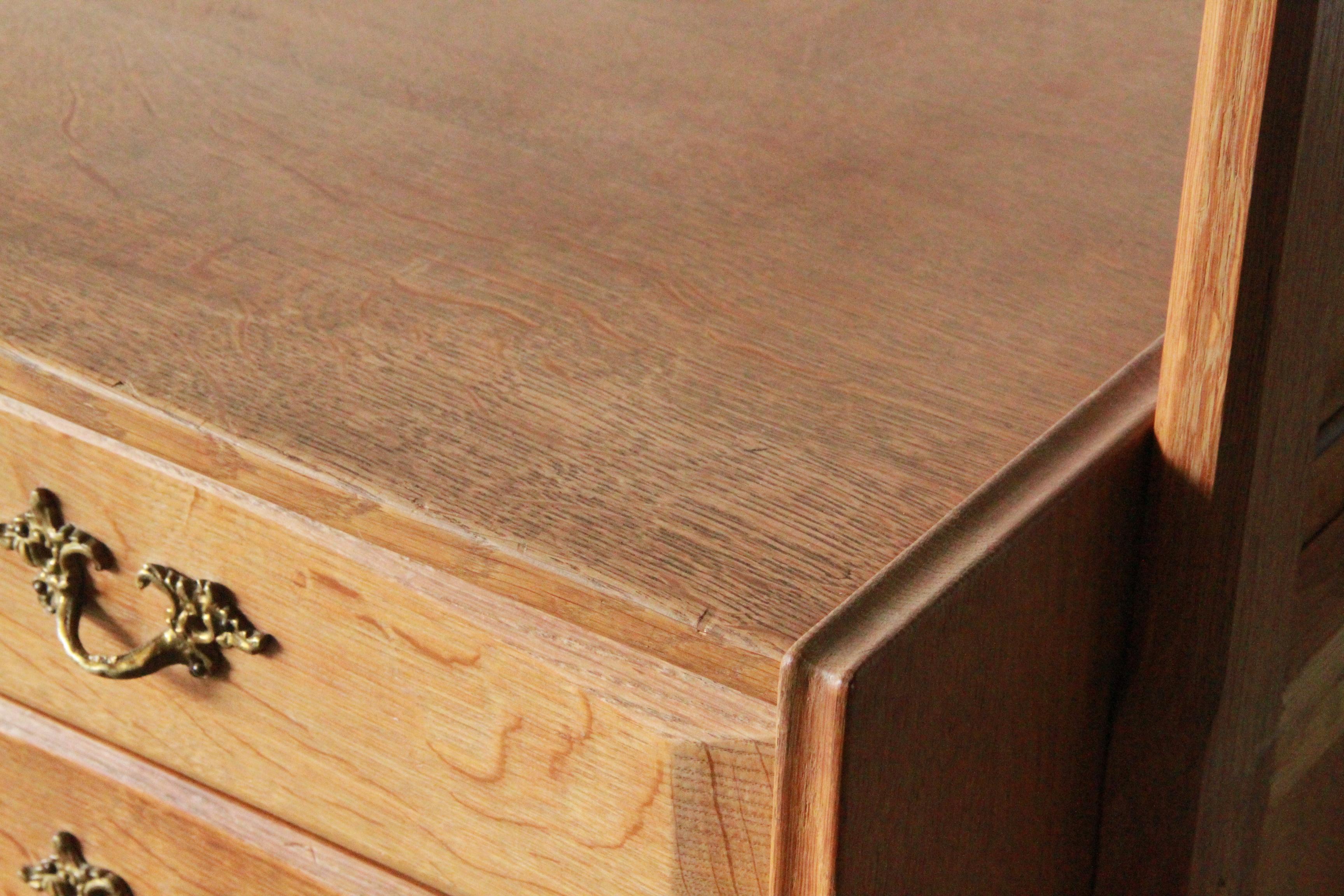 Brass Shelf System Attr. to Henning Kjærnulf, Oak Danish