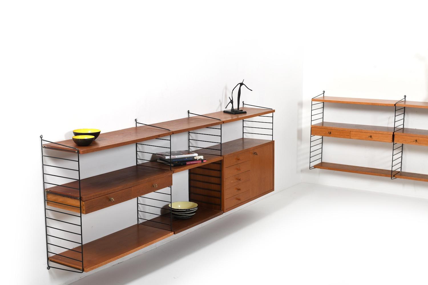 Scandinavian Modern Shelf System by Kajsa & Nils Nisse Strinning for String AB 1950s For Sale