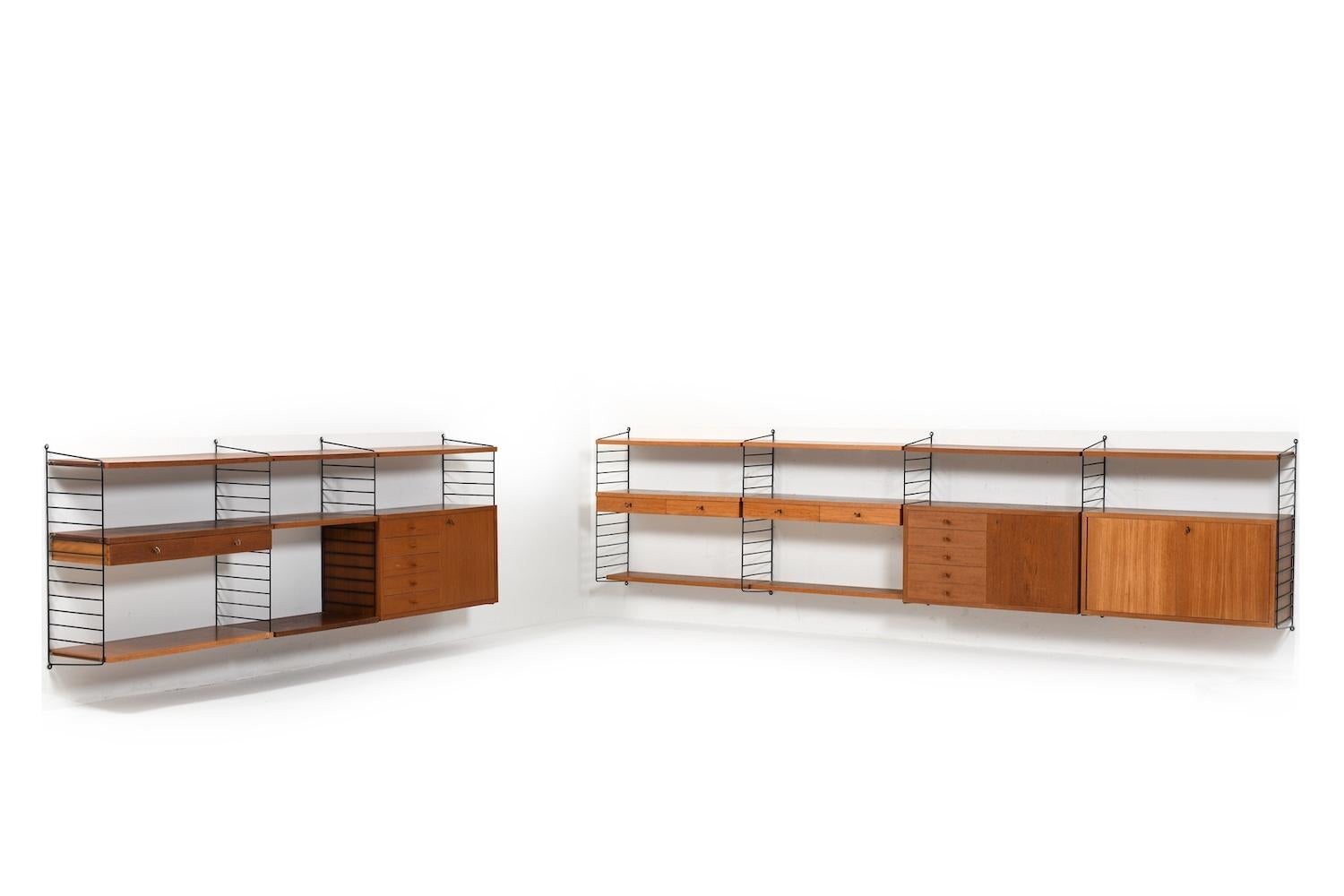 Shelf System by Kajsa & Nils Nisse Strinning for String AB 1950s In Good Condition For Sale In Handewitt, DE