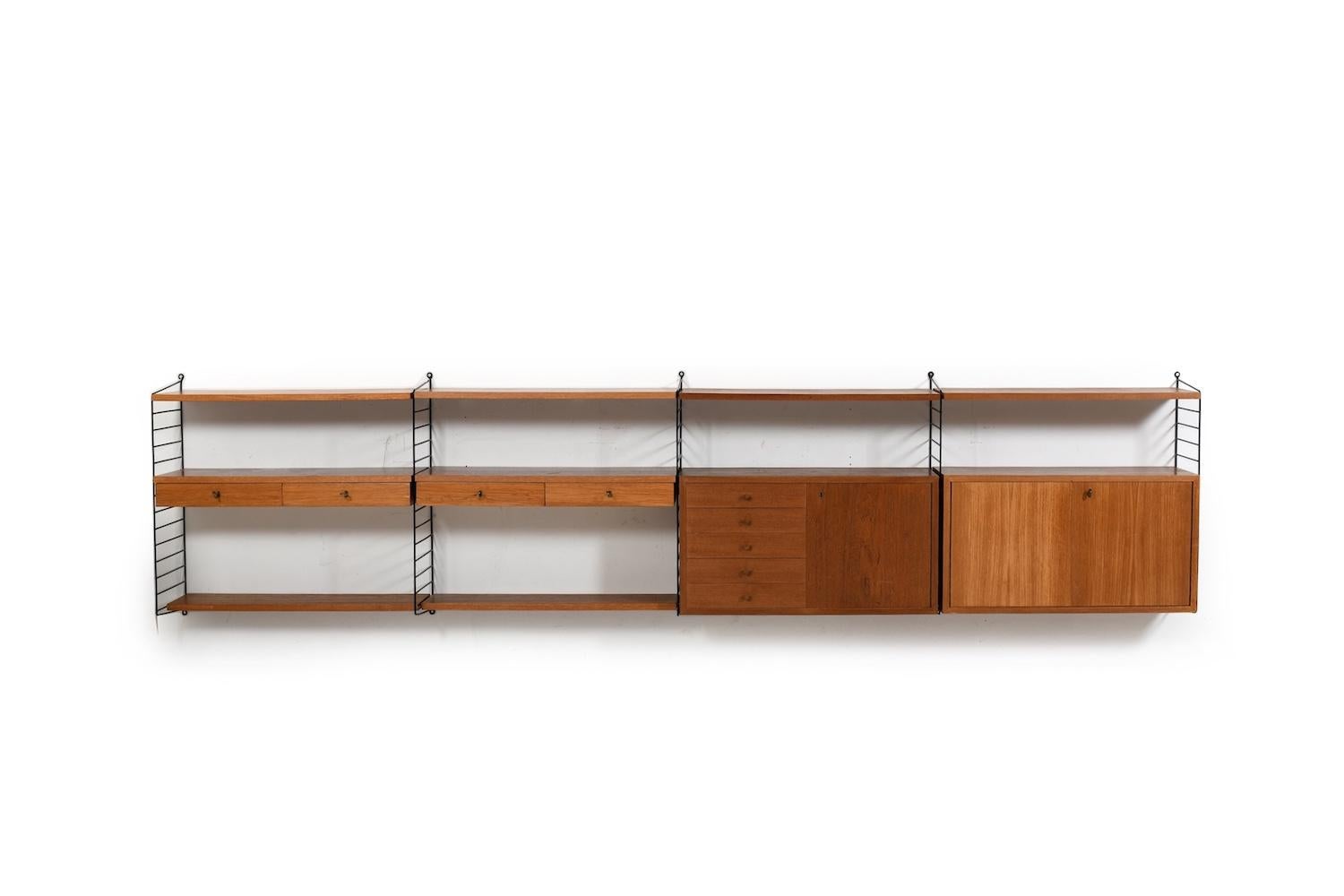 Metal Shelf System by Kajsa & Nils Nisse Strinning for String AB 1950s For Sale