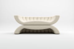 Shell 2S Sofa - Modern Handcrafted Two Seat Sofa Upholstered in White Fabric
