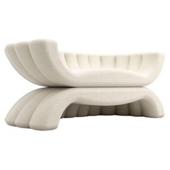 Shell 2S Sofa - Modern Handcrafted Two Seat Sofa Upholstered in White Fabric
