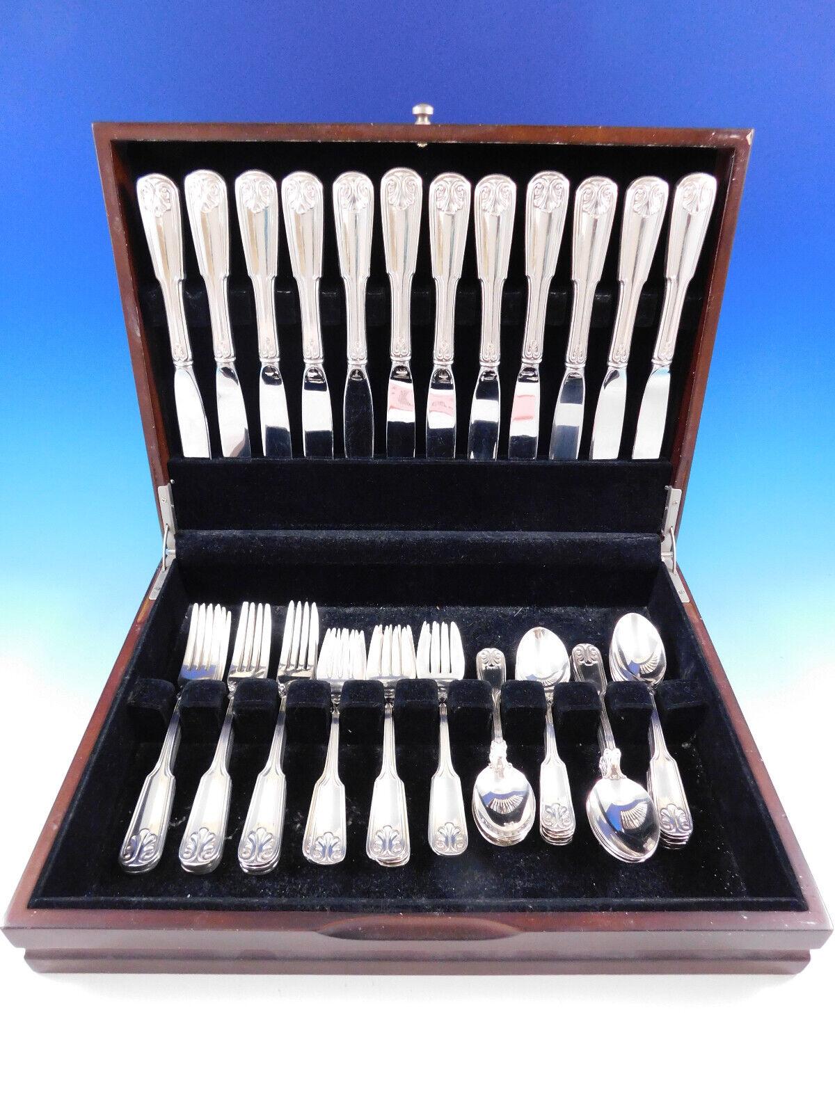 Gorham sterling shell (formerly Hampton 1913) by Gorham sterling silver Flatware set - 60 pieces. This set includes:
12 Knives, 9 1/4
