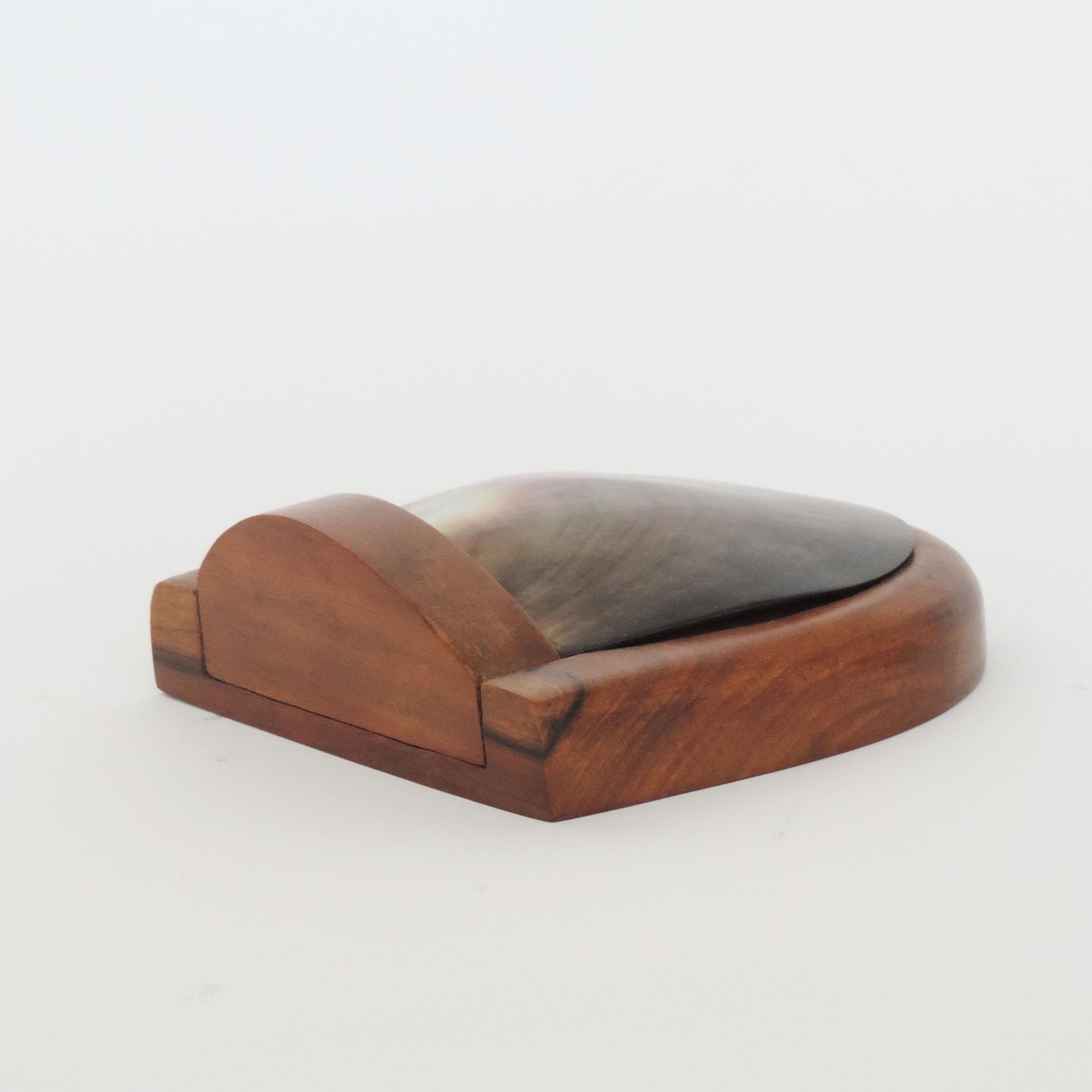 Mid-20th Century Shell and Carved Wooden Box in the Style of Alexandre Noll, France, 1950s