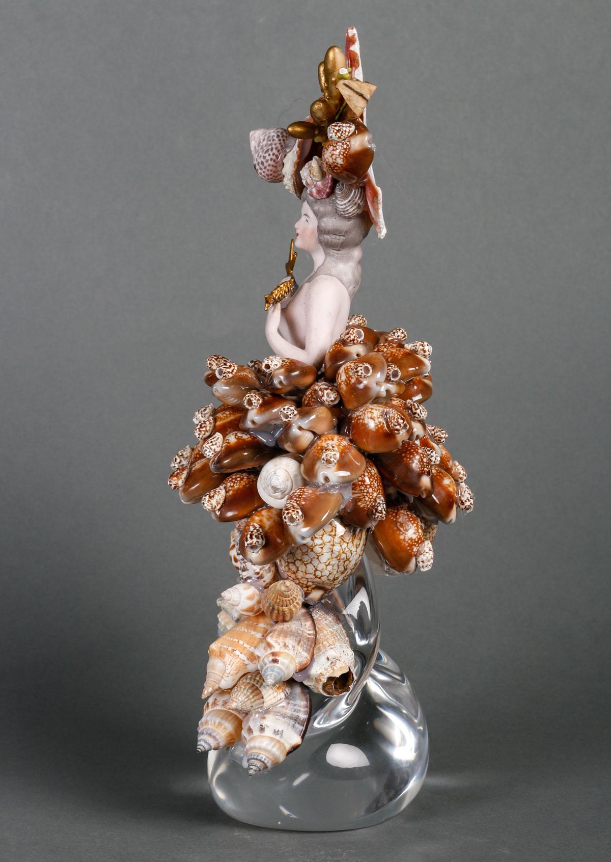 French Shell and Crystal Sculpture, 20th Century. For Sale