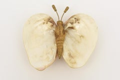 Gold Plated And Shell Butterfly Form Bowl or Ring Dish 90's