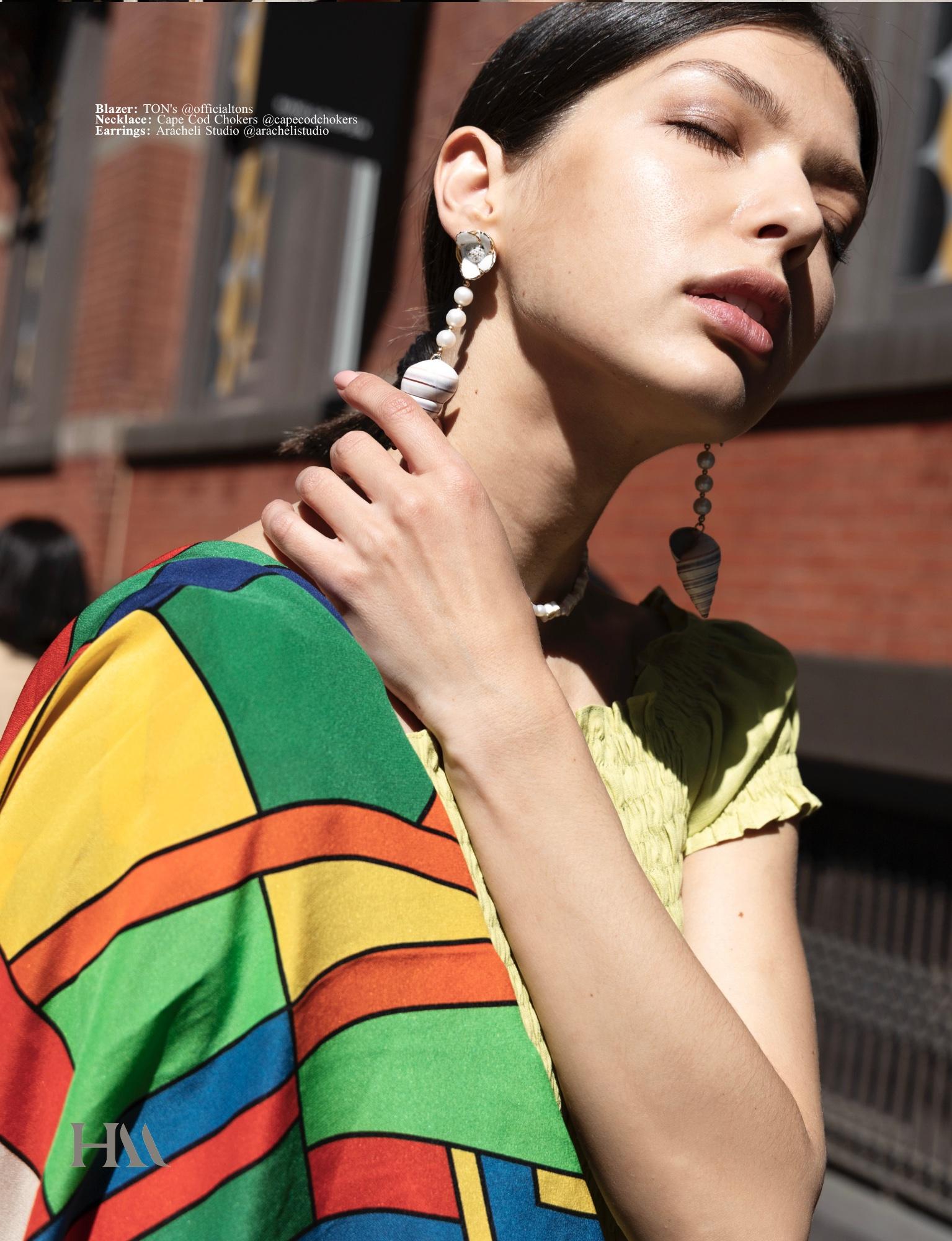 Artisan Shell and Pearl Dangling Earrings For Sale