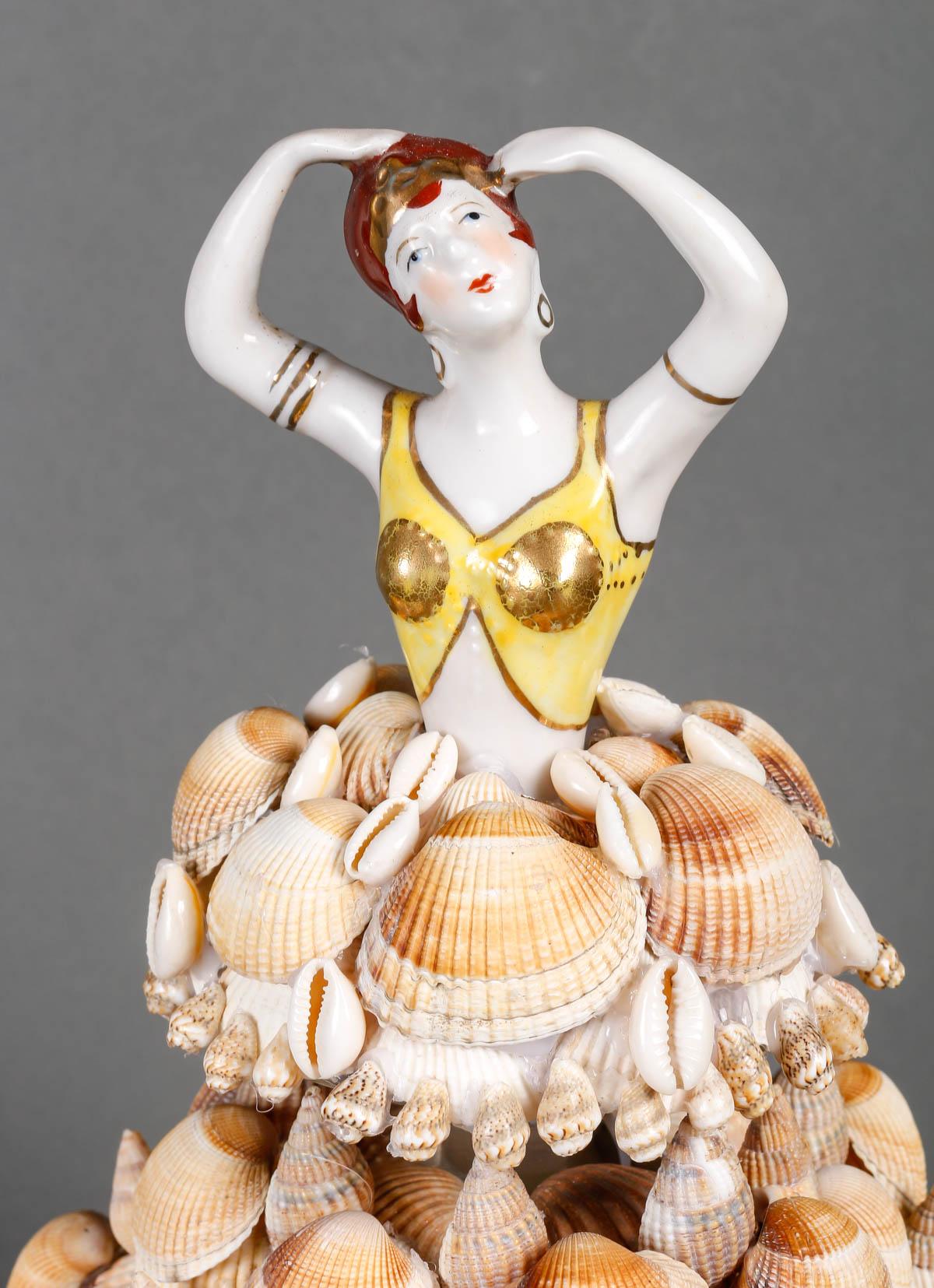 Bronze Shell and Porcelain Sculpture, 20th Century. For Sale