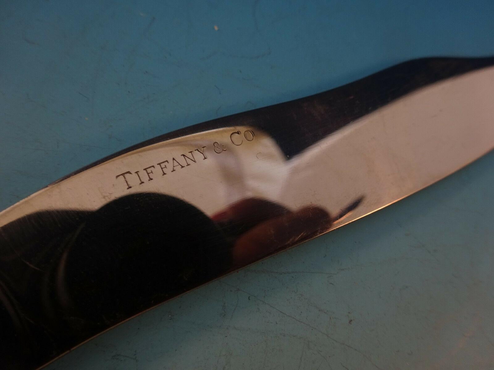 Shell and Thread, Tiffany & Co. Sterling Silver Fish Knife with Stainless Blade In Excellent Condition In Big Bend, WI