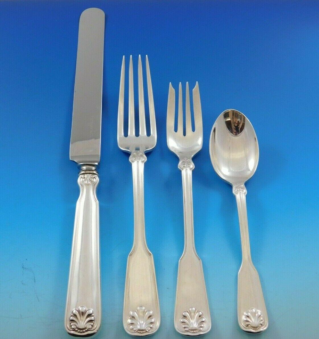 Shell and Thread by Tiffany Sterling Silver Flatware Set 12 Service 136pc Dinner In Excellent Condition In Big Bend, WI