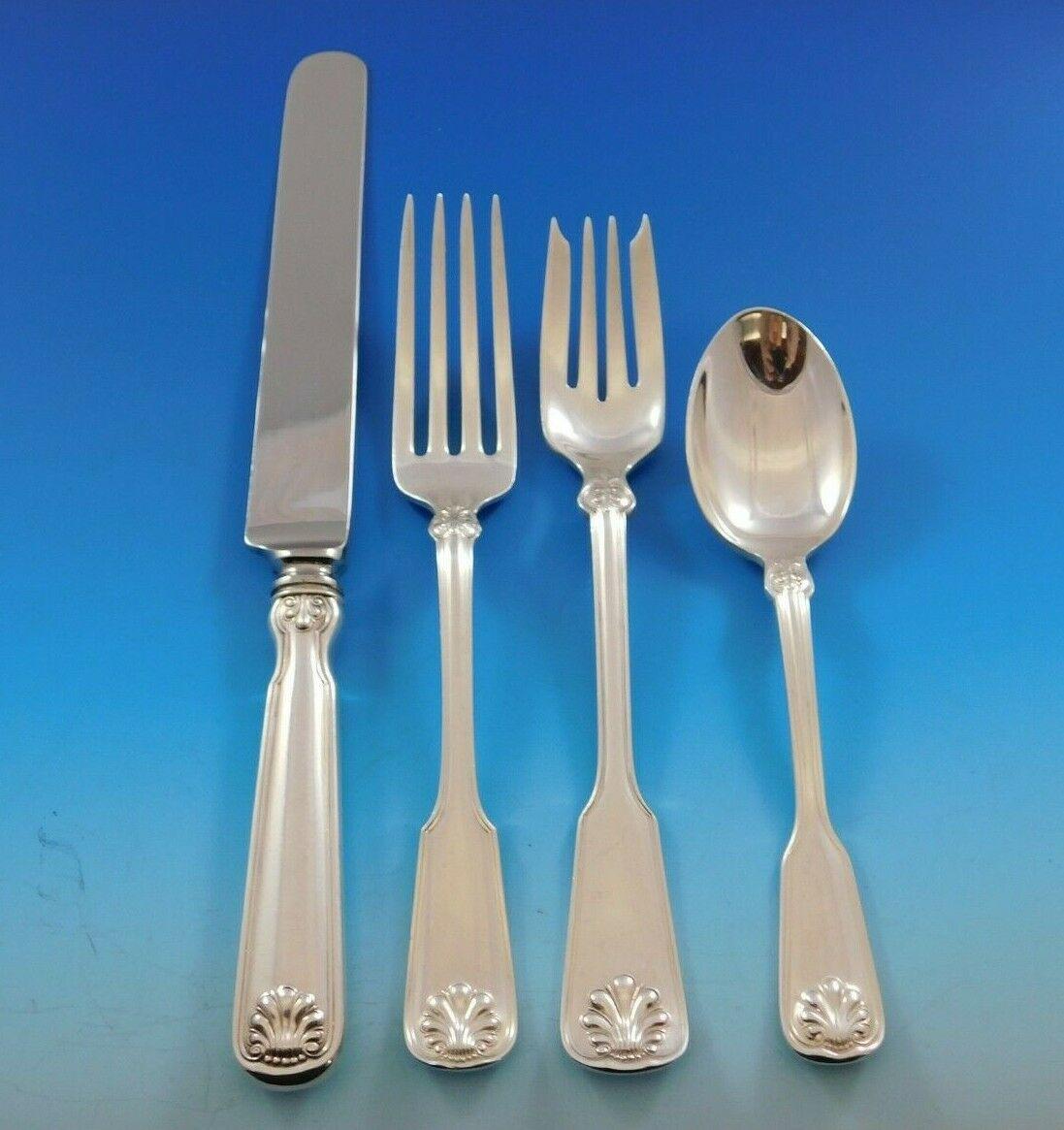20th Century Shell and Thread by Tiffany Sterling Silver Flatware Set 12 Service 136pc Dinner