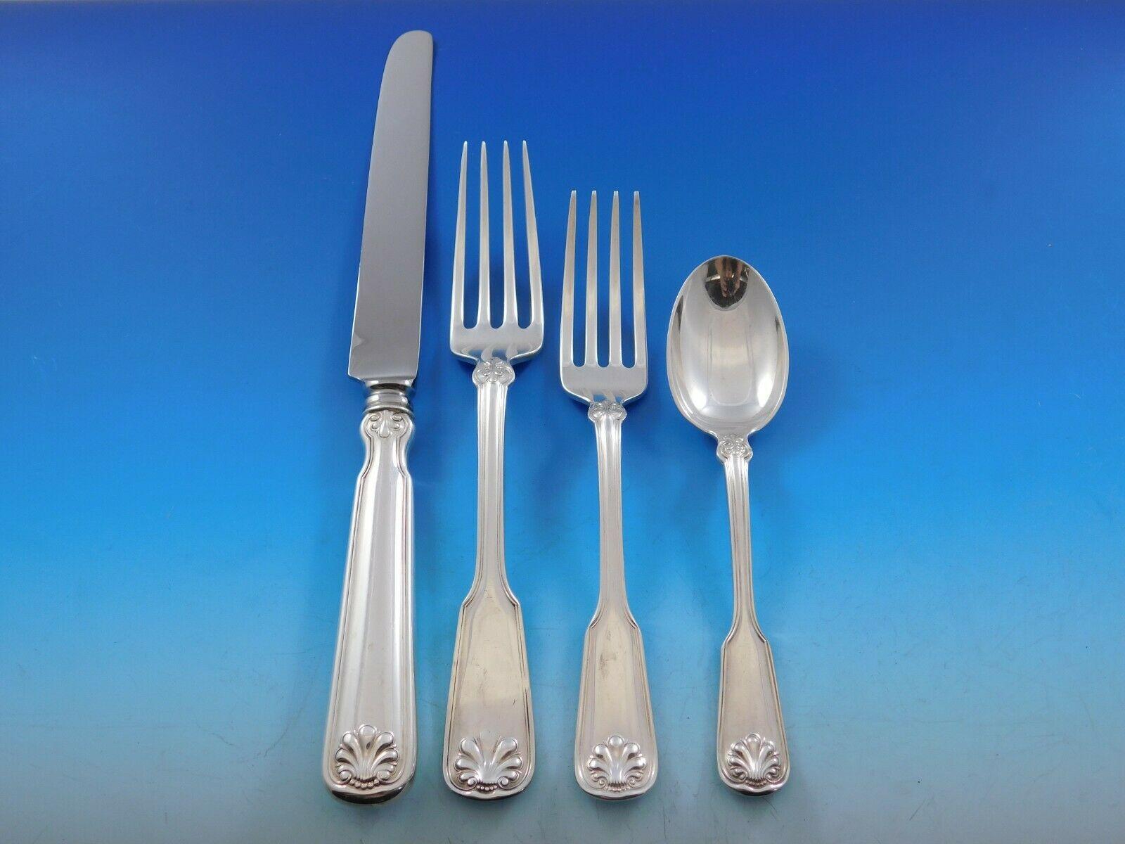 Shell and Thread by Tiffany Sterling Silver Flatware Set 12 Service 66 Pc Dinner In Excellent Condition In Big Bend, WI
