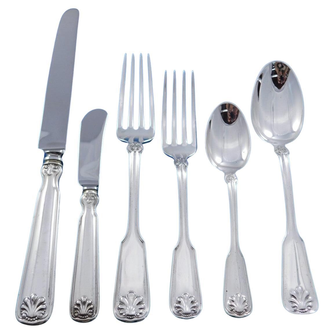 Set di posate in argento Sterling Shell and Thread by Tiffany 8 Servizio 52 pezzi Cena