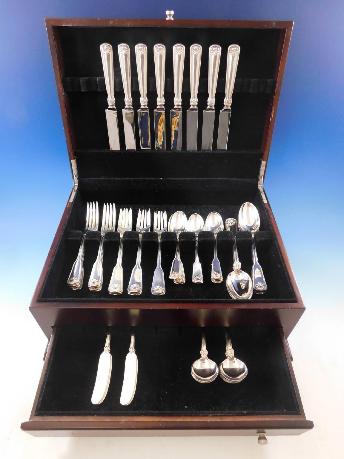 Shell and thread by Tiffany & Co. sterling silver luncheon flatware set, 56 pieces. This set includes:

Eight knives, 9