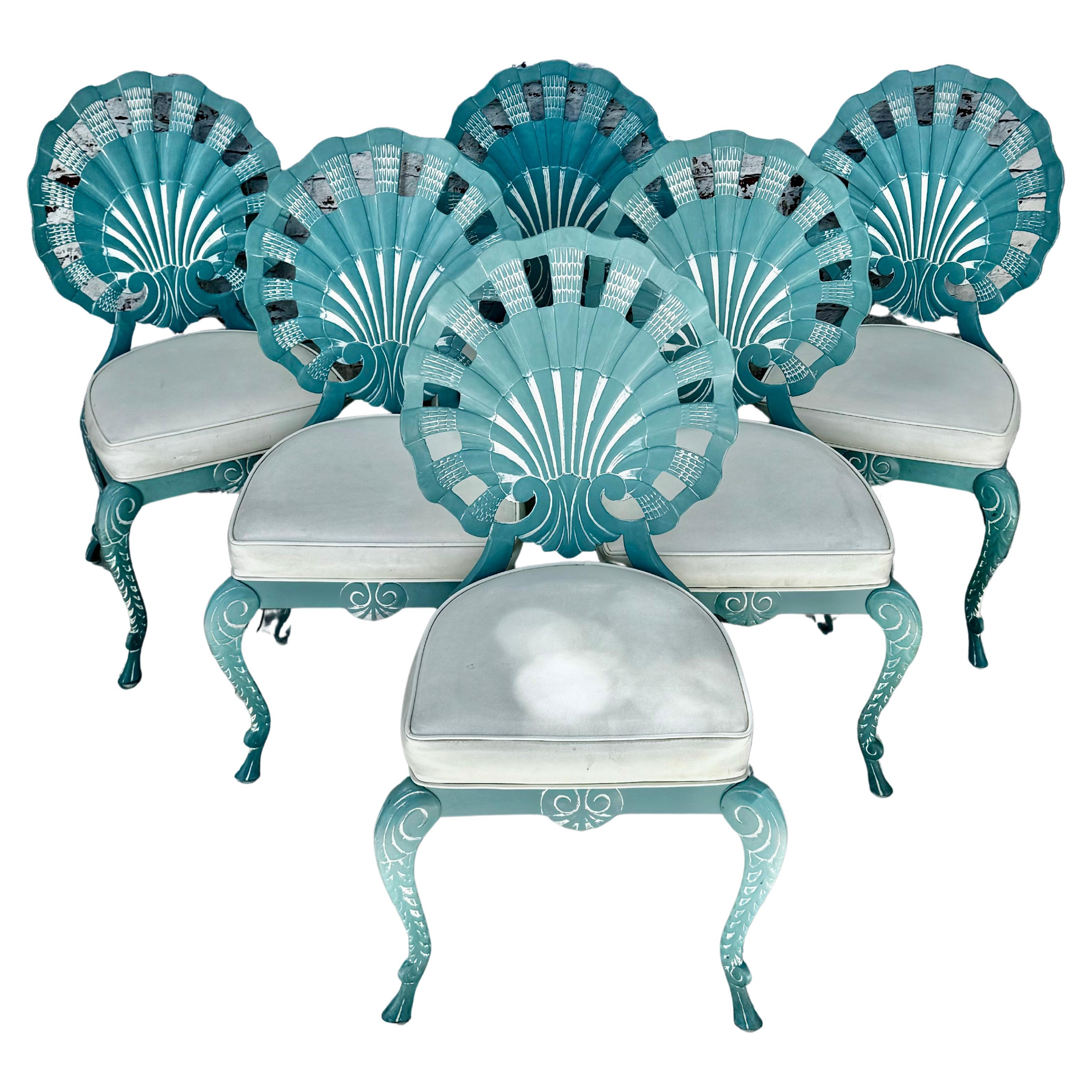 Shell Back Grotto Chairs Set of Six Vintage Brown Jordan Style 3