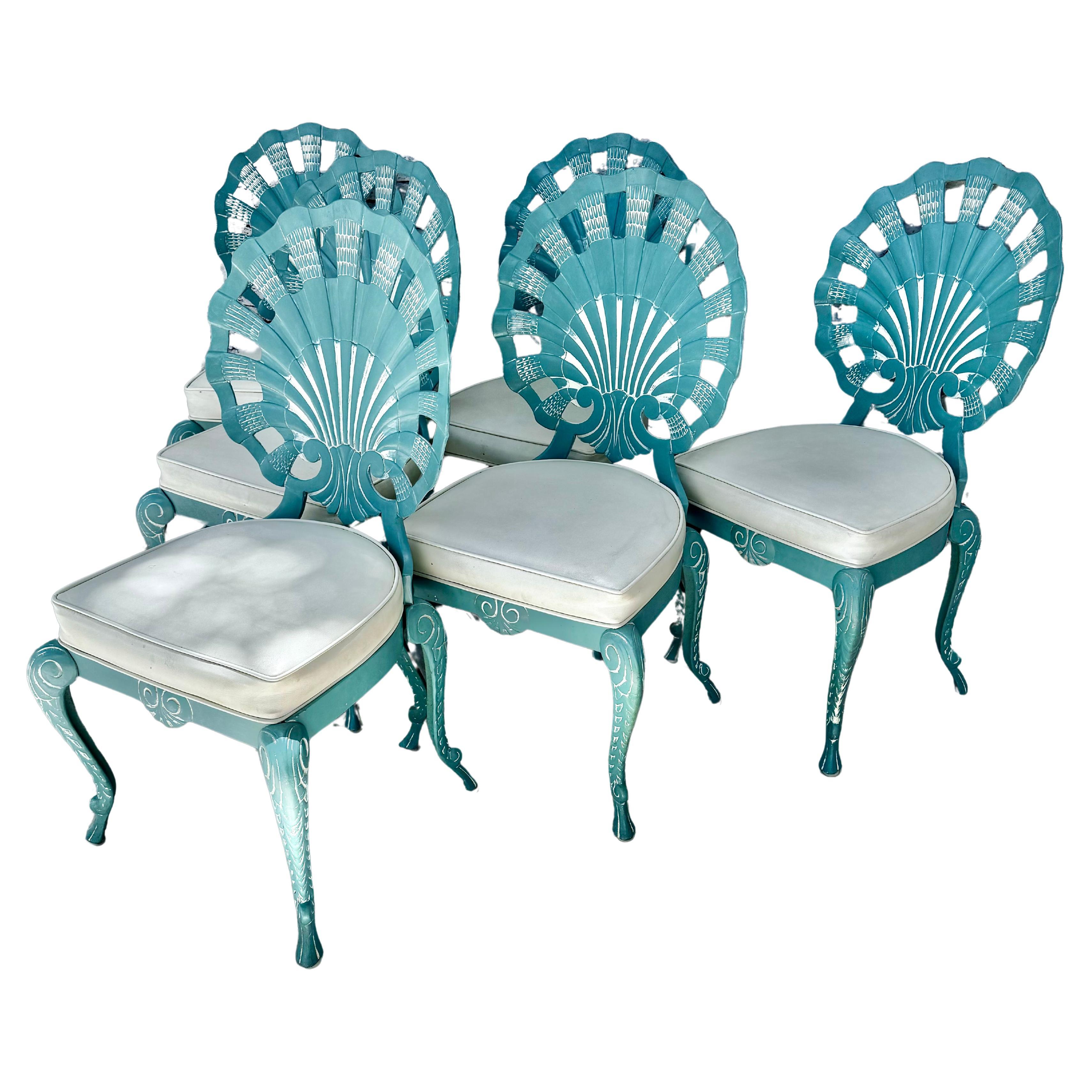 Aluminum Shell Back Grotto Chairs Set of Six Vintage Brown Jordan Style