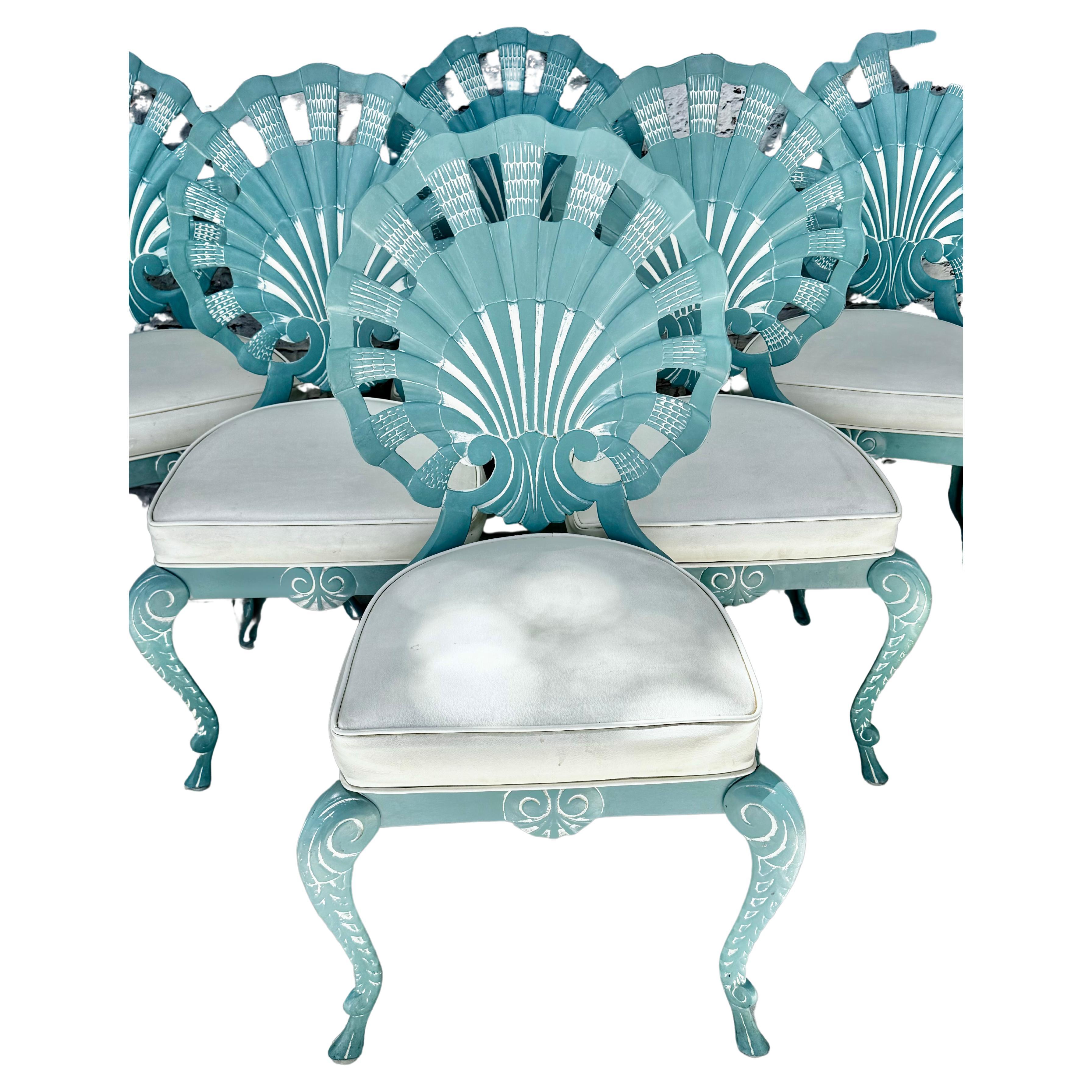 Shell Back Grotto Chairs Set of Six Vintage Brown Jordan Style 2