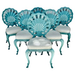 Shell Back Grotto Chairs Set of Six Vintage Brown Jordan Style