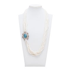 Shell Bead and Turquoise Necklace by Ralph Sena