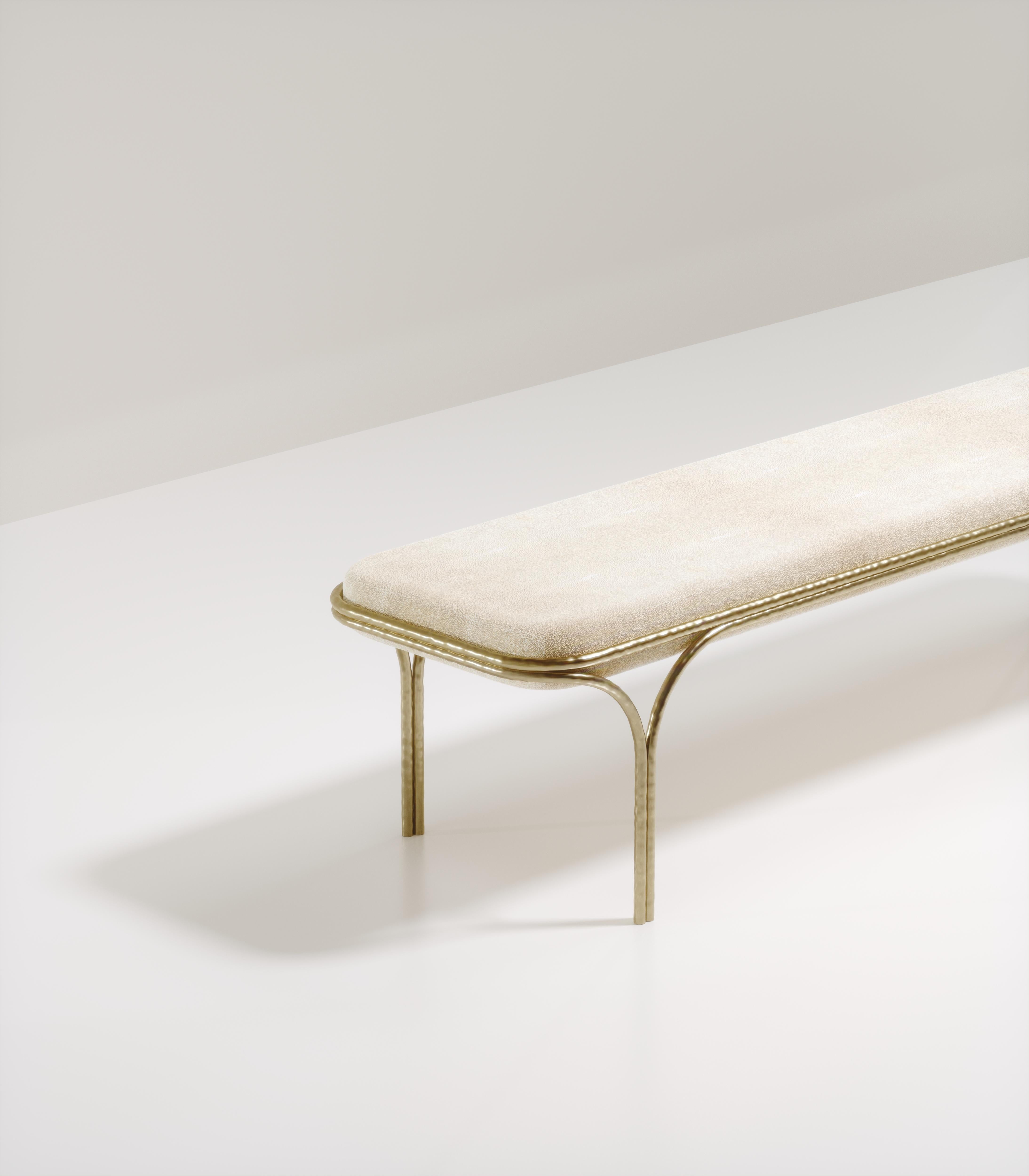 Shell Bench with Bronze-Patina Brass Details by R&Y Augousti For Sale 4