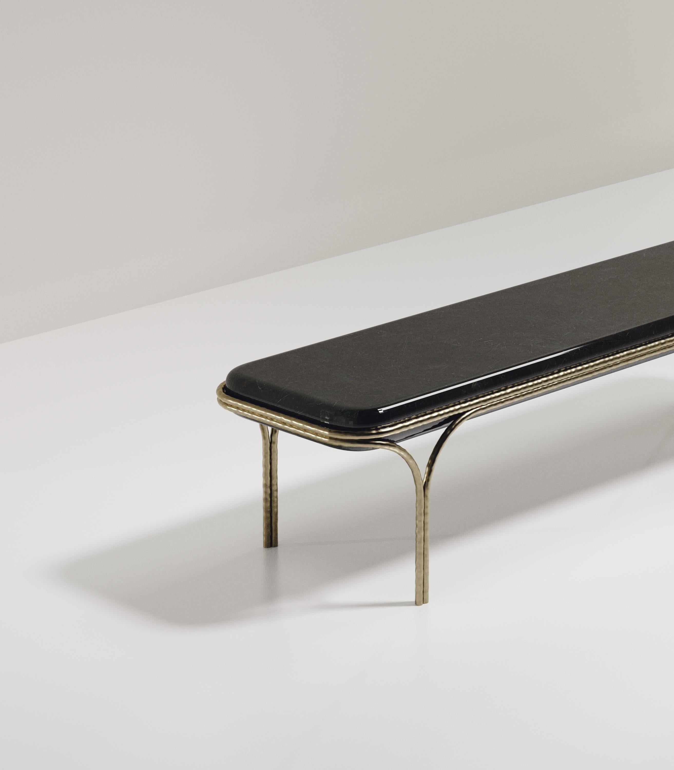 French Shell Bench with Bronze-Patina Brass Details by R&Y Augousti For Sale