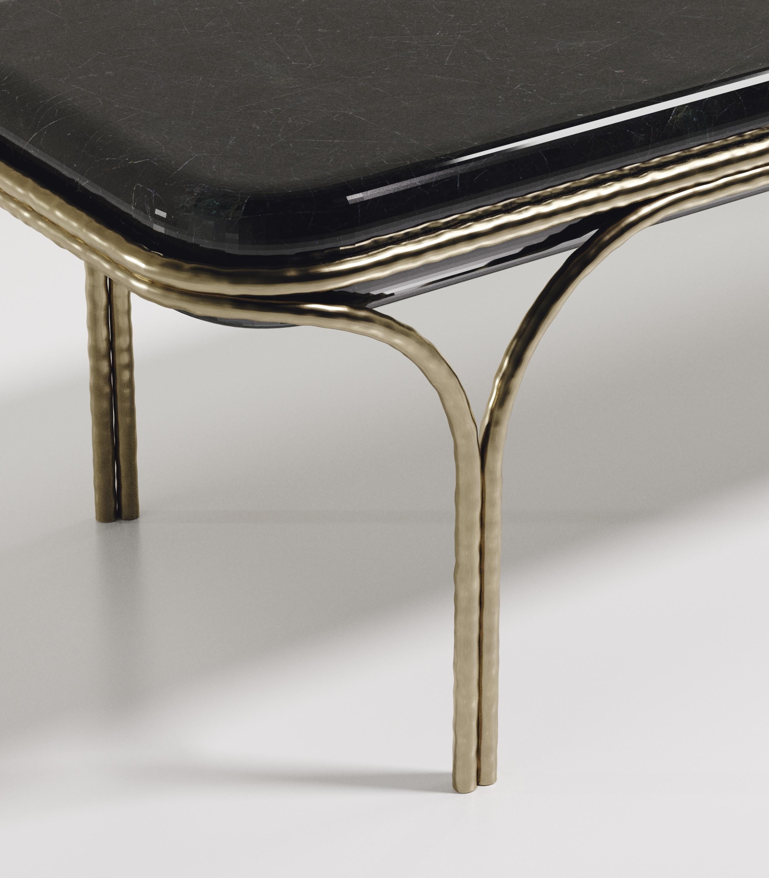 Contemporary Shell Bench with Bronze-Patina Brass Details by R&Y Augousti For Sale