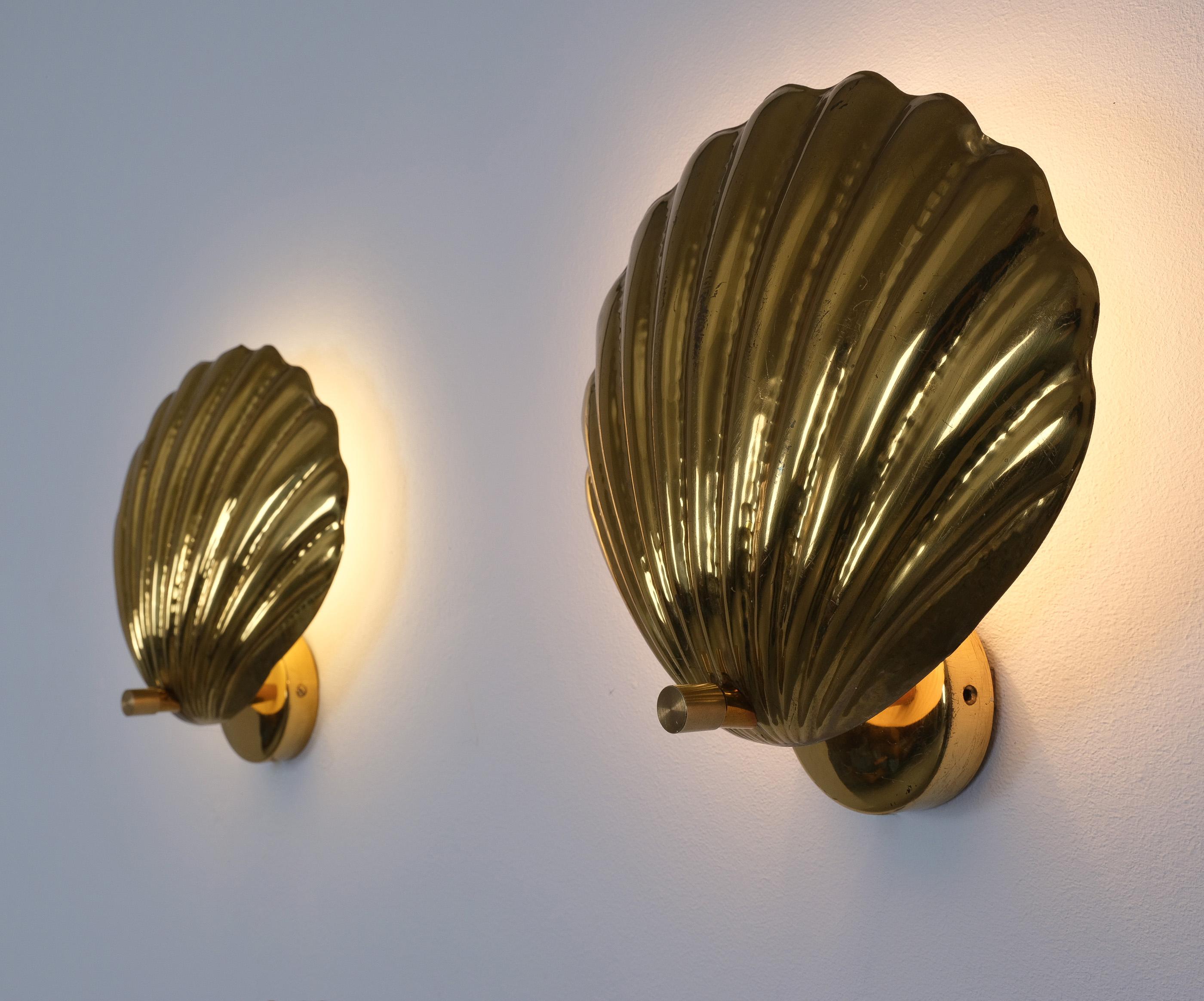 Wandleuchter aus Messing mit Muschelmotiv im Mid-Century-Stil von Maison Charles, Frankreich, 1960 im Angebot 5