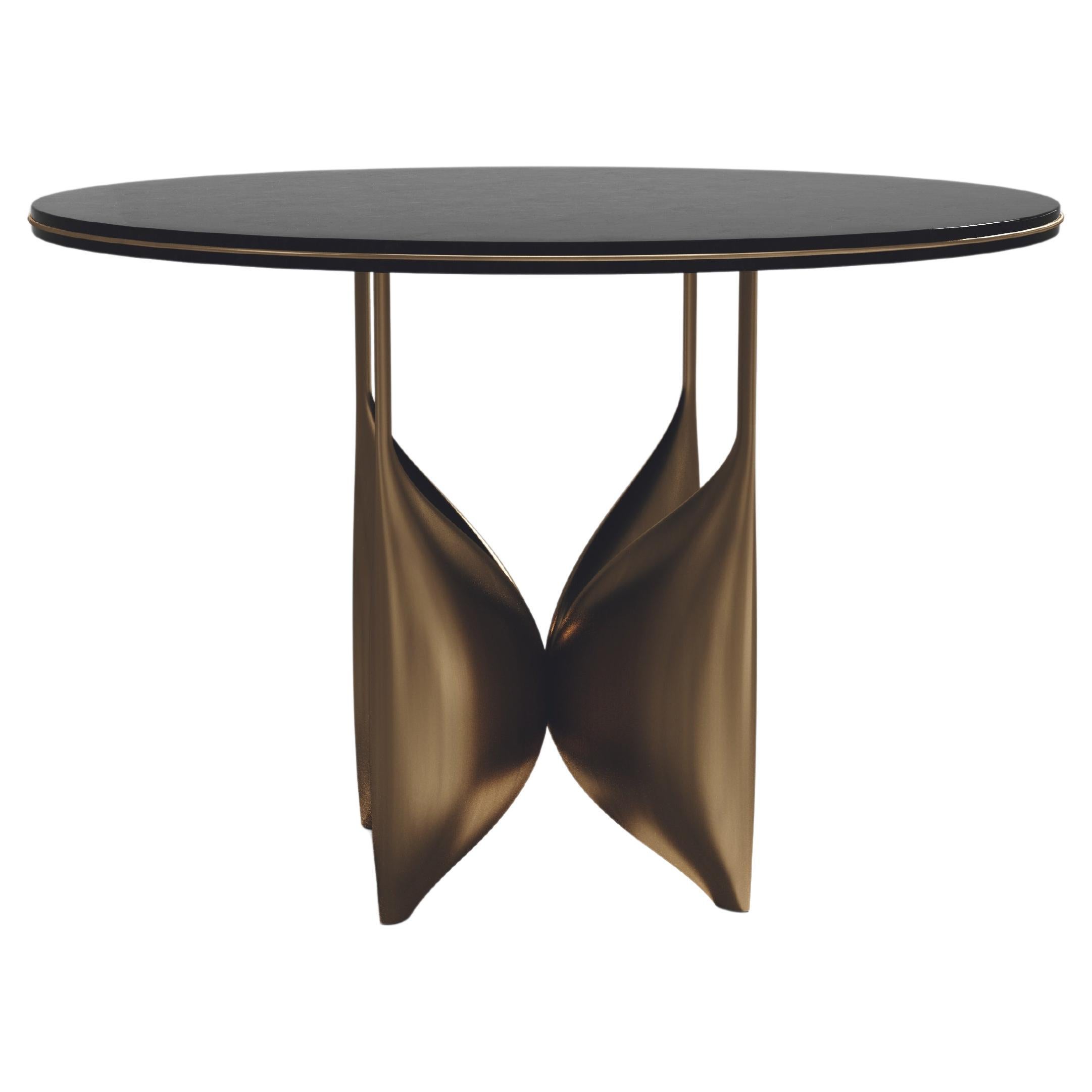 Shell Breakfast Table with Bronze Patina Brass Details by Kifu Paris For Sale