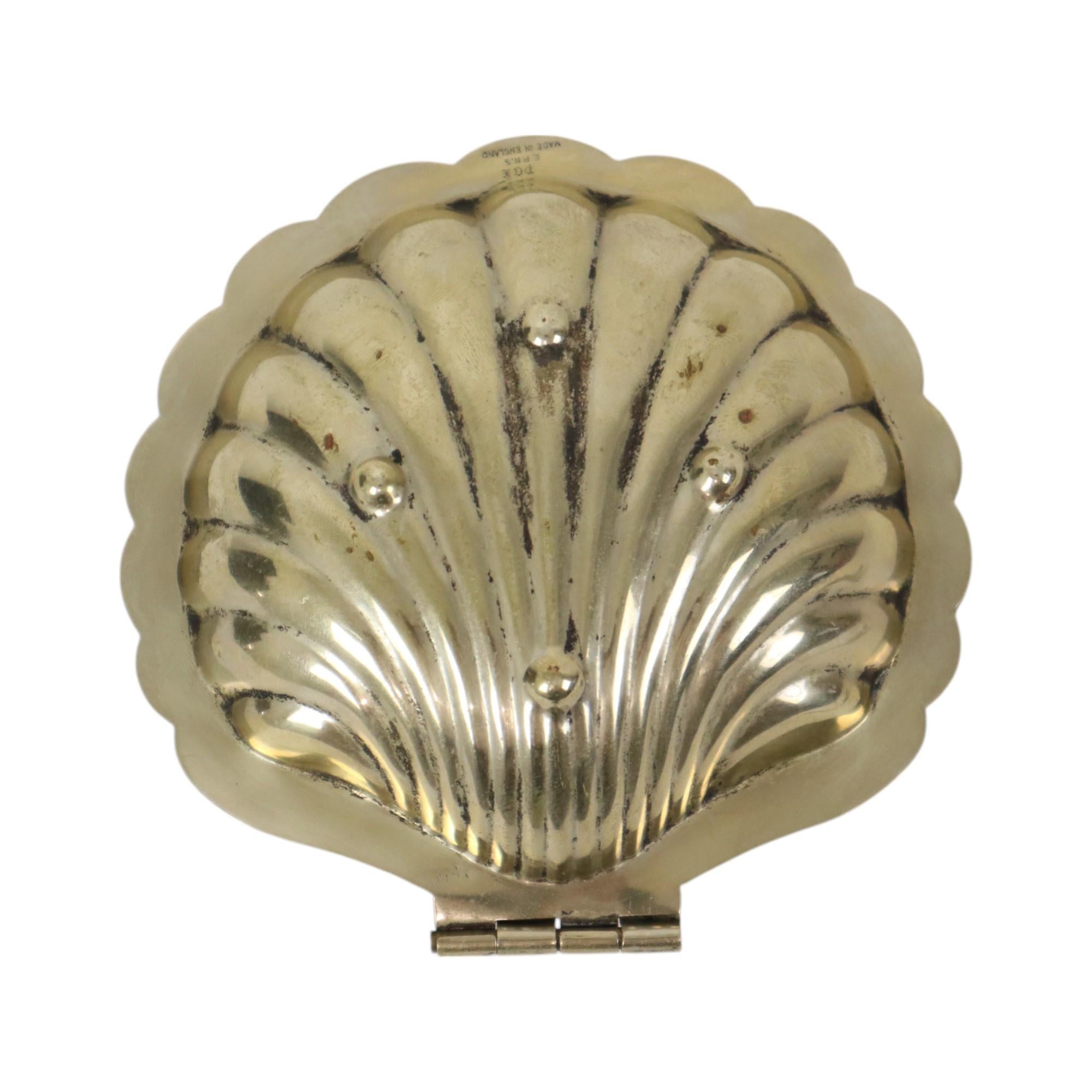 Shell Butter Dish Caviar Holder EPNS Chrome Glass England 4