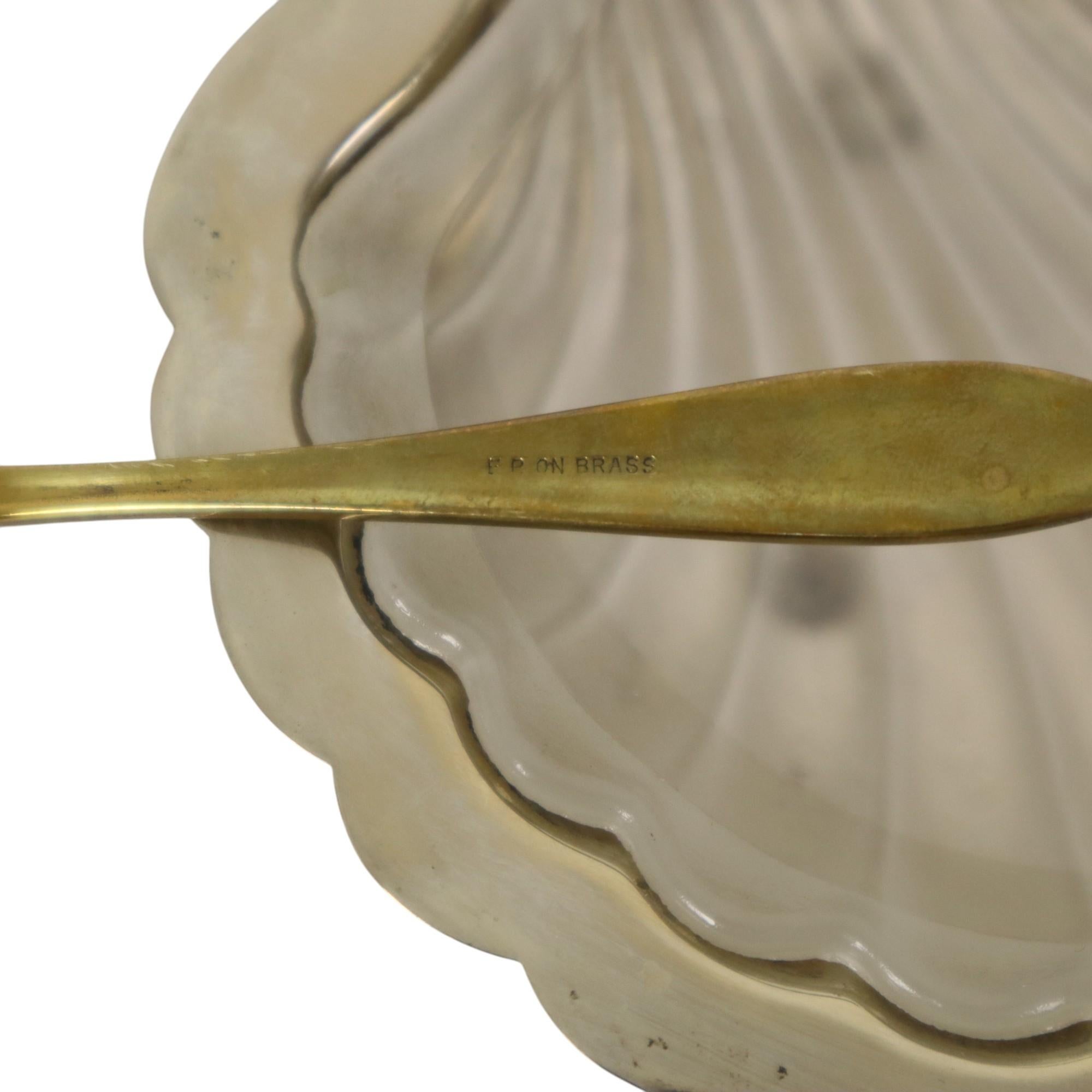 Shell Butter Dish Caviar Holder EPNS Chrome Glass England 8