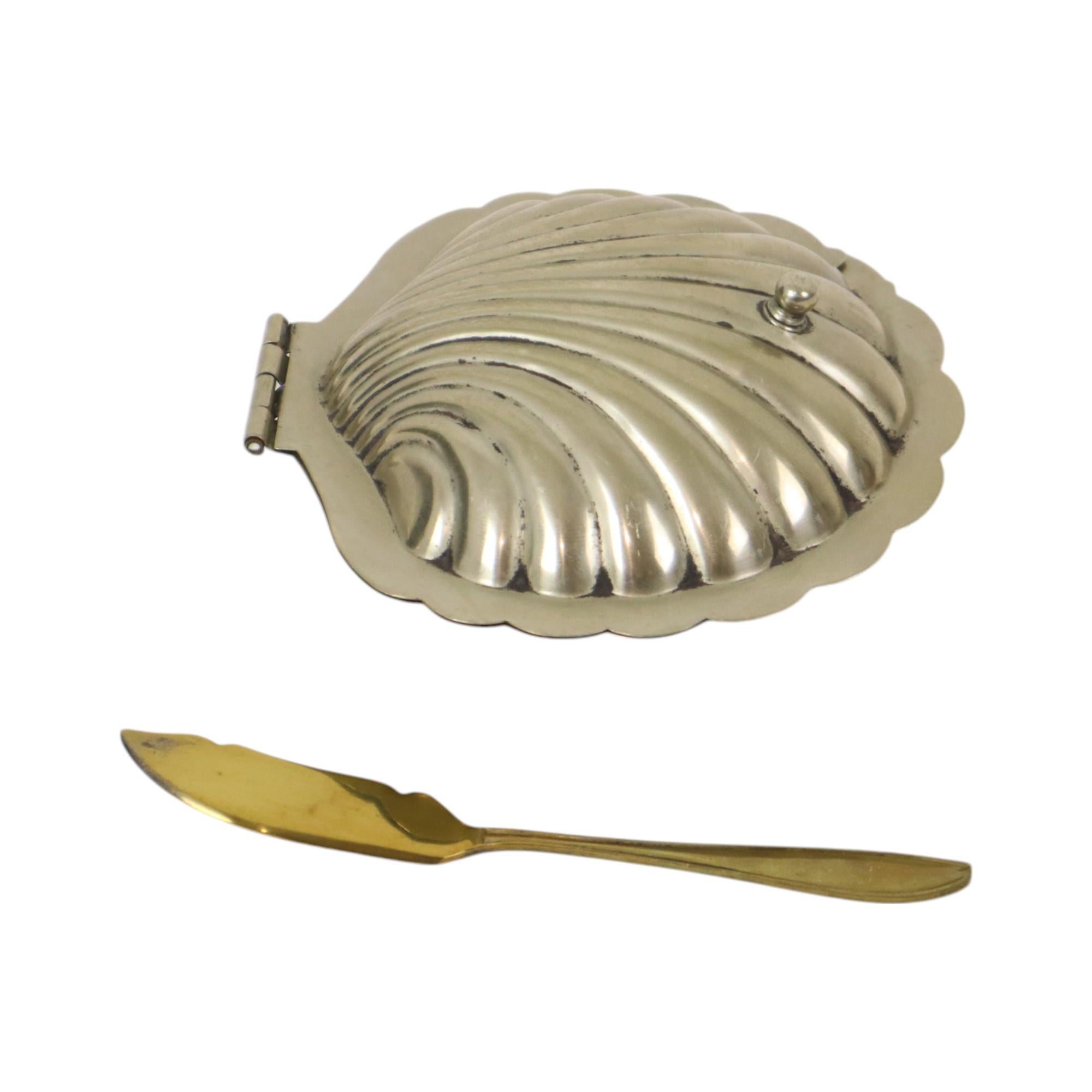 Shell Butter Dish Caviar Holder EPNS Chrome Glass England 1