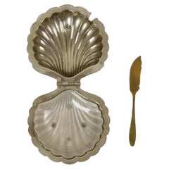 Shell Butter Dish Caviar Holder EPNS Chrome Glass England