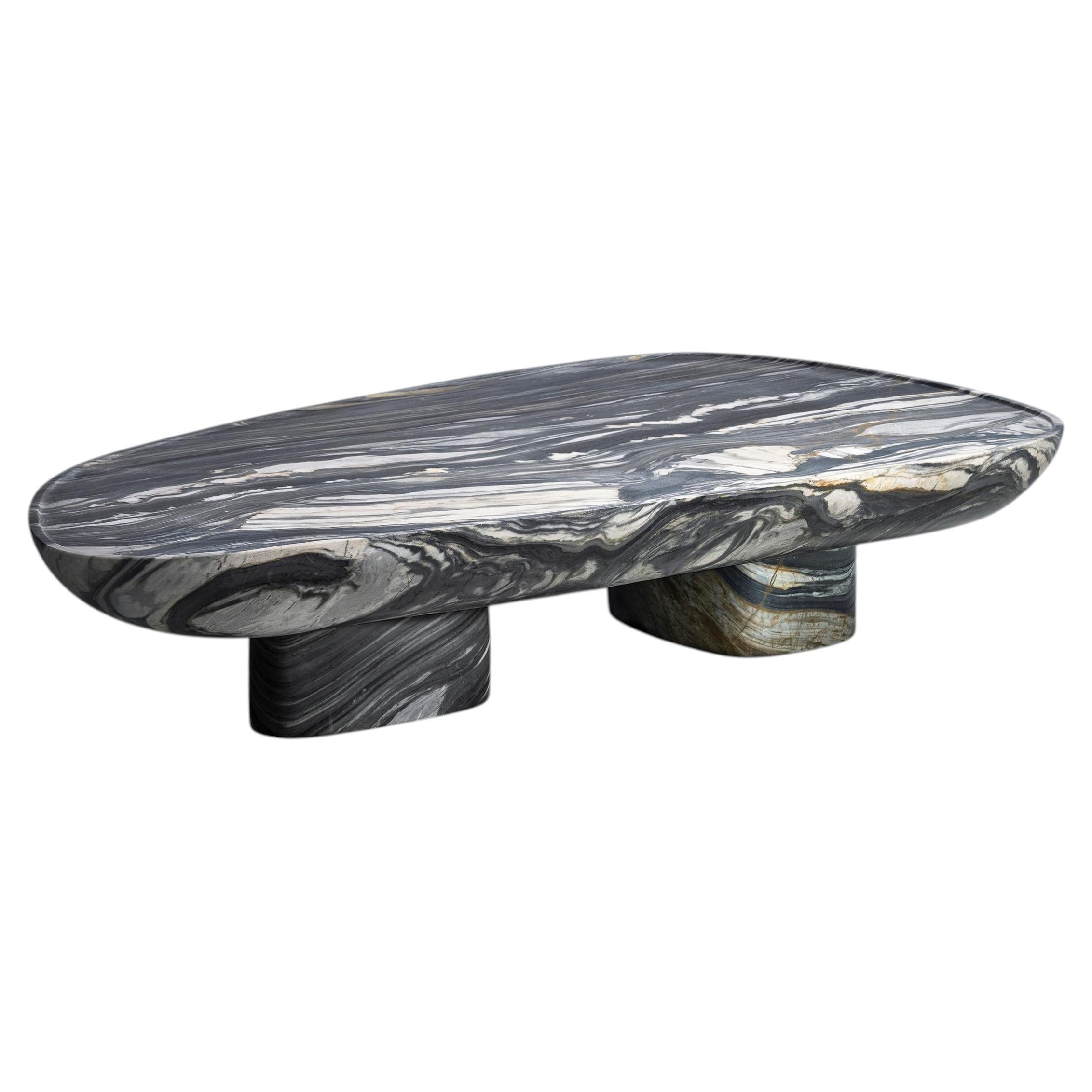 Shell, Calacatta Midnight Contemporary Designer Coffee Table, Made in Italy