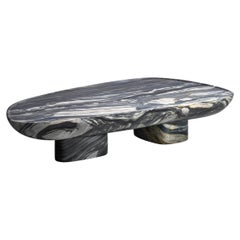Shell, Calacatta Midnight Contemporary Designer Coffee Table, Made in Italy