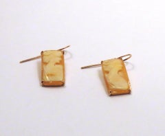 Shell Cameo 18 Karat Rose Gold Earrings Handmade