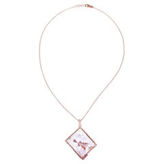 Collana girocollo con conchiglia, rubino e diamanti in oro rosa 18 carati