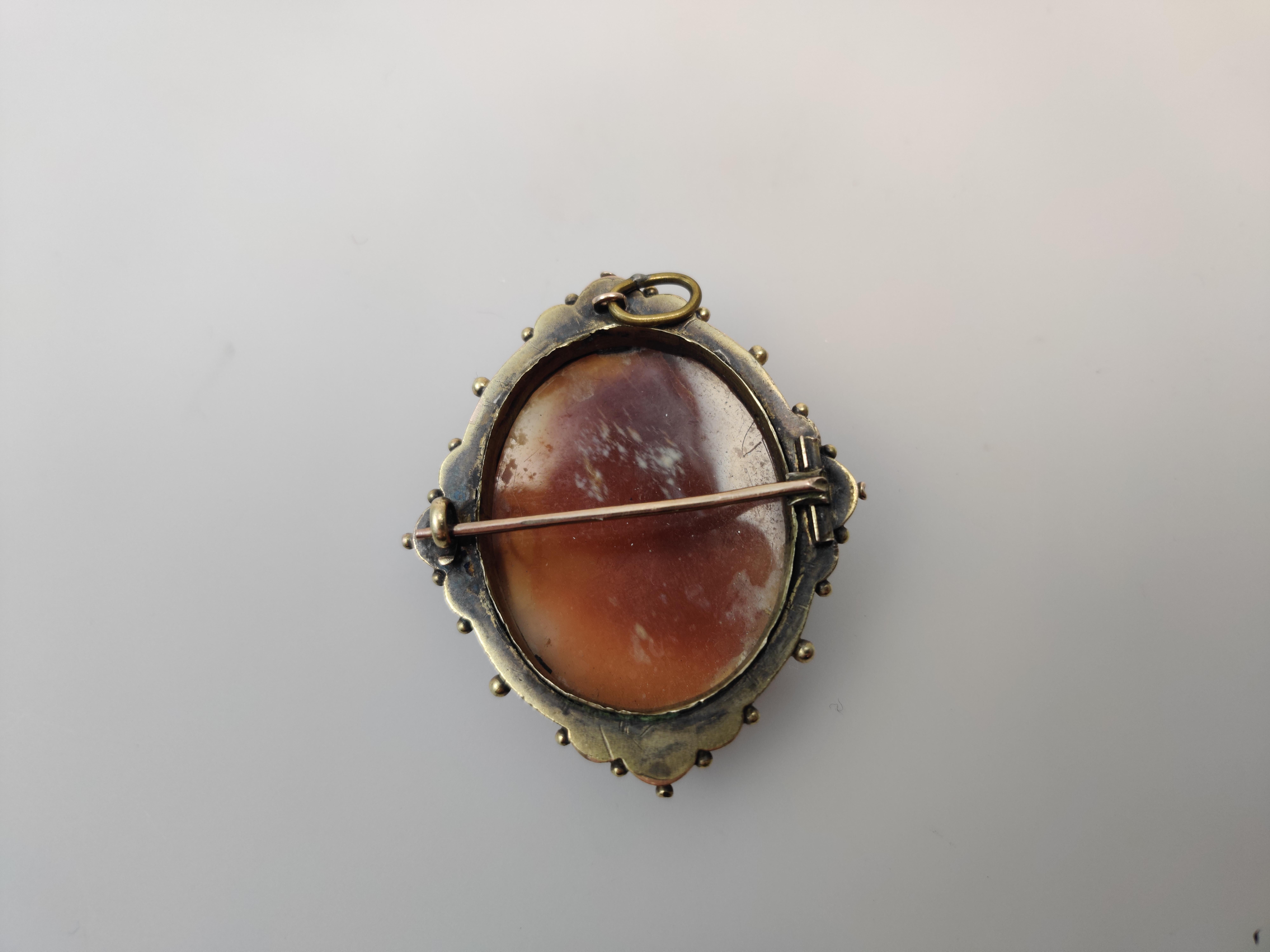 Shell Cameo in 14 K Gold Brooch/Pendant In Good Condition For Sale In Bad Kissingen, DE